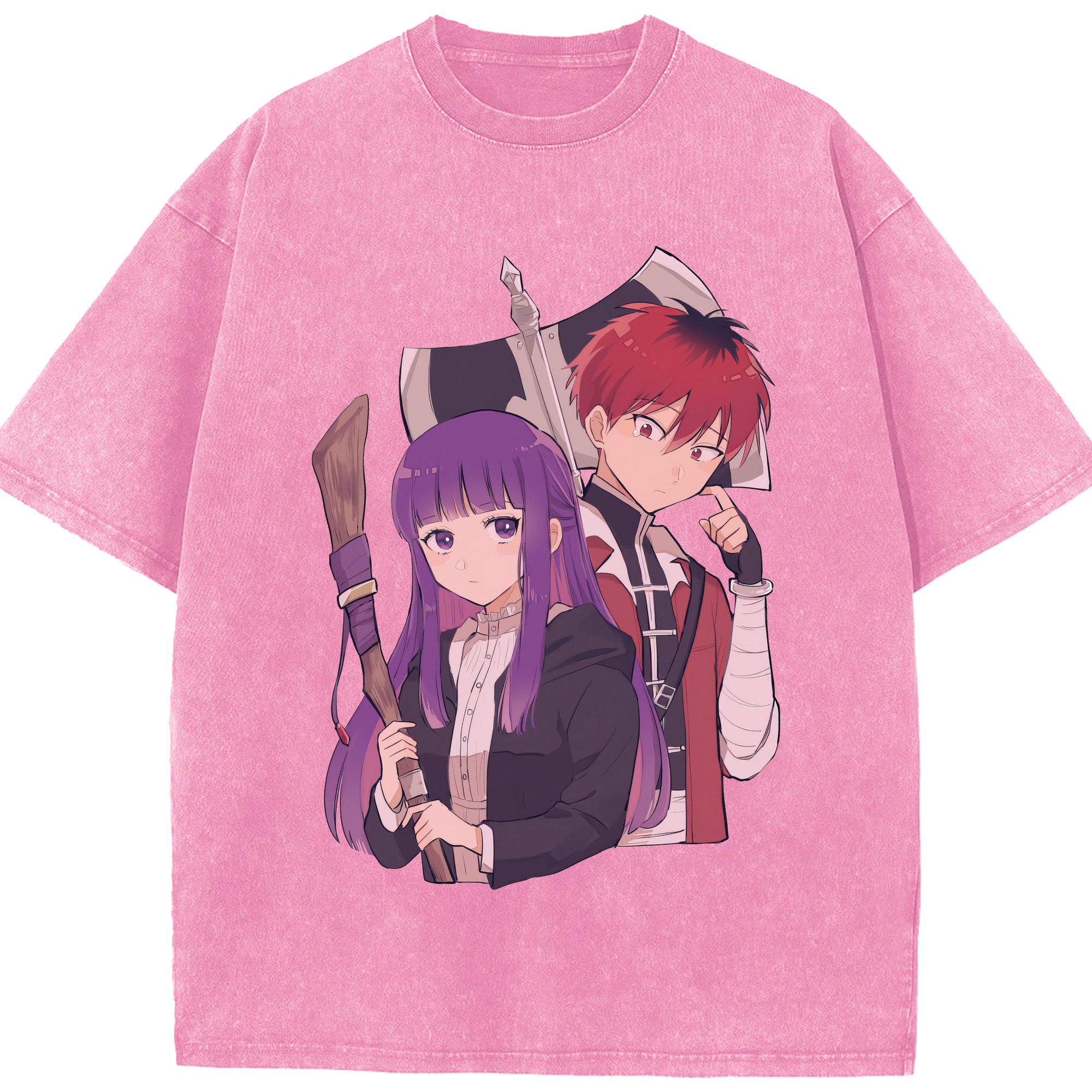 （画像用） 葬送のフリーレン Frieren 綿100% ヴィンテージ風 半袖Tシャツ（フロントプリント）